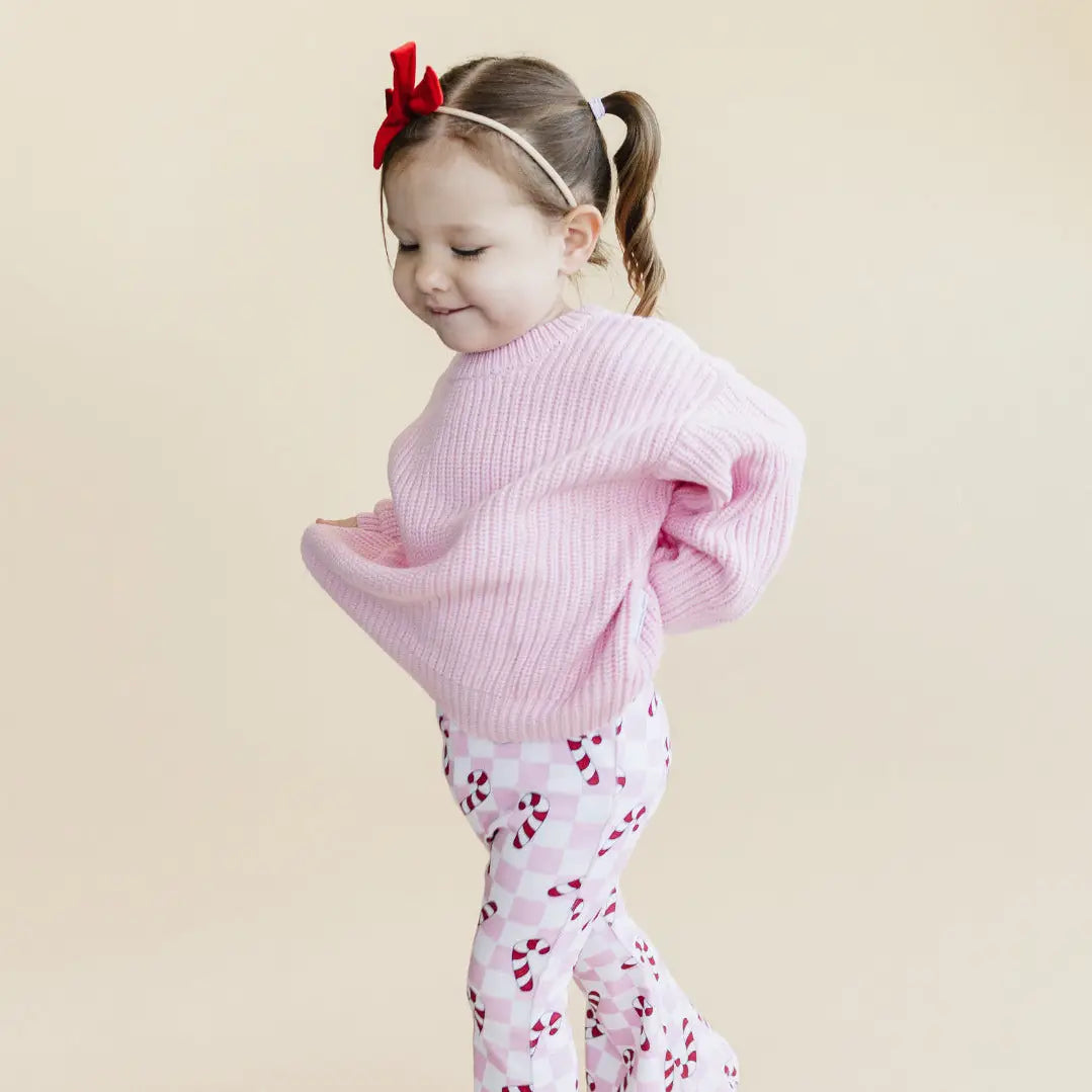 Christmas Candy Cane Kids & Baby Flare Pants | Pink