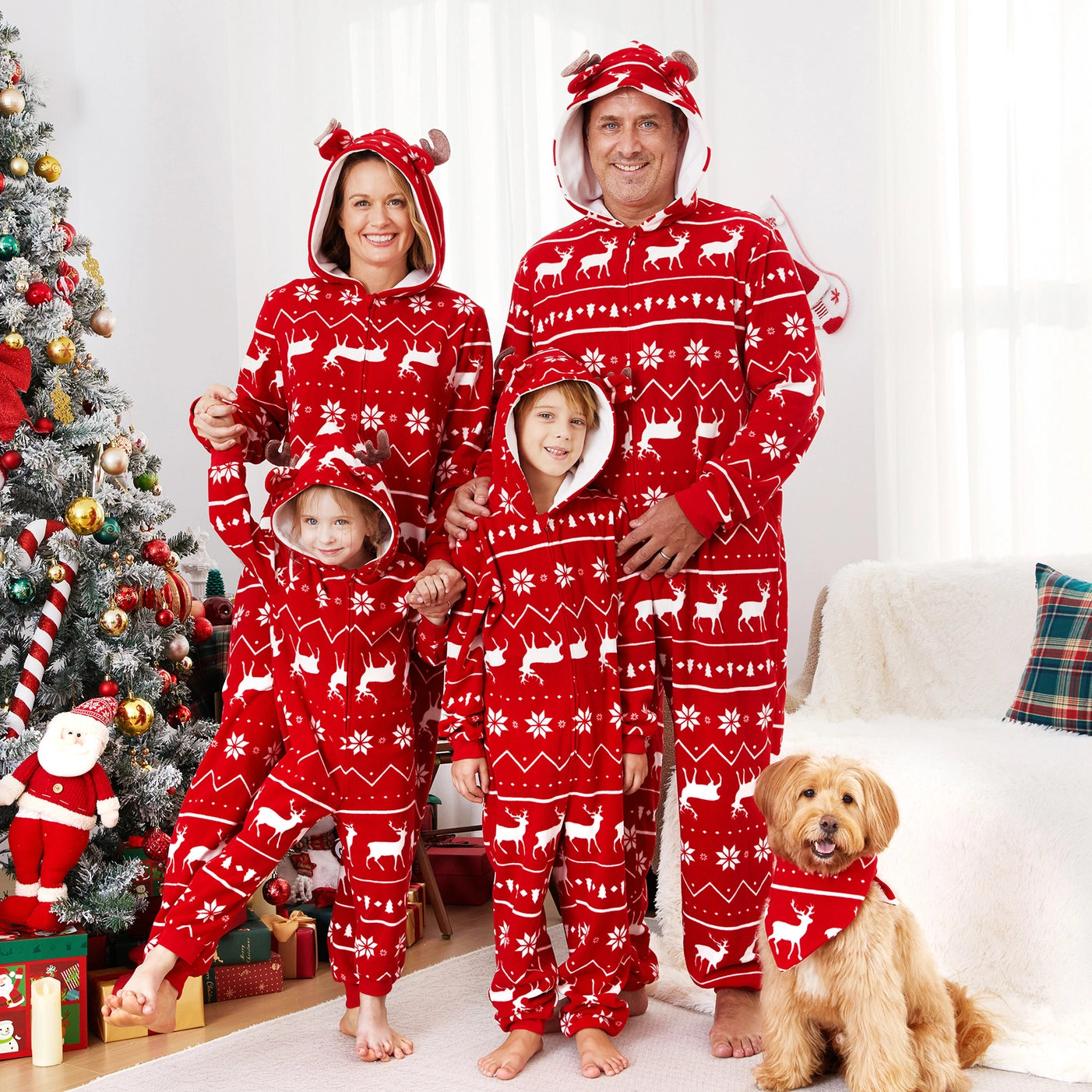 Christmas 3D Antler Reindeer Pajamas Onesies Family Outfits