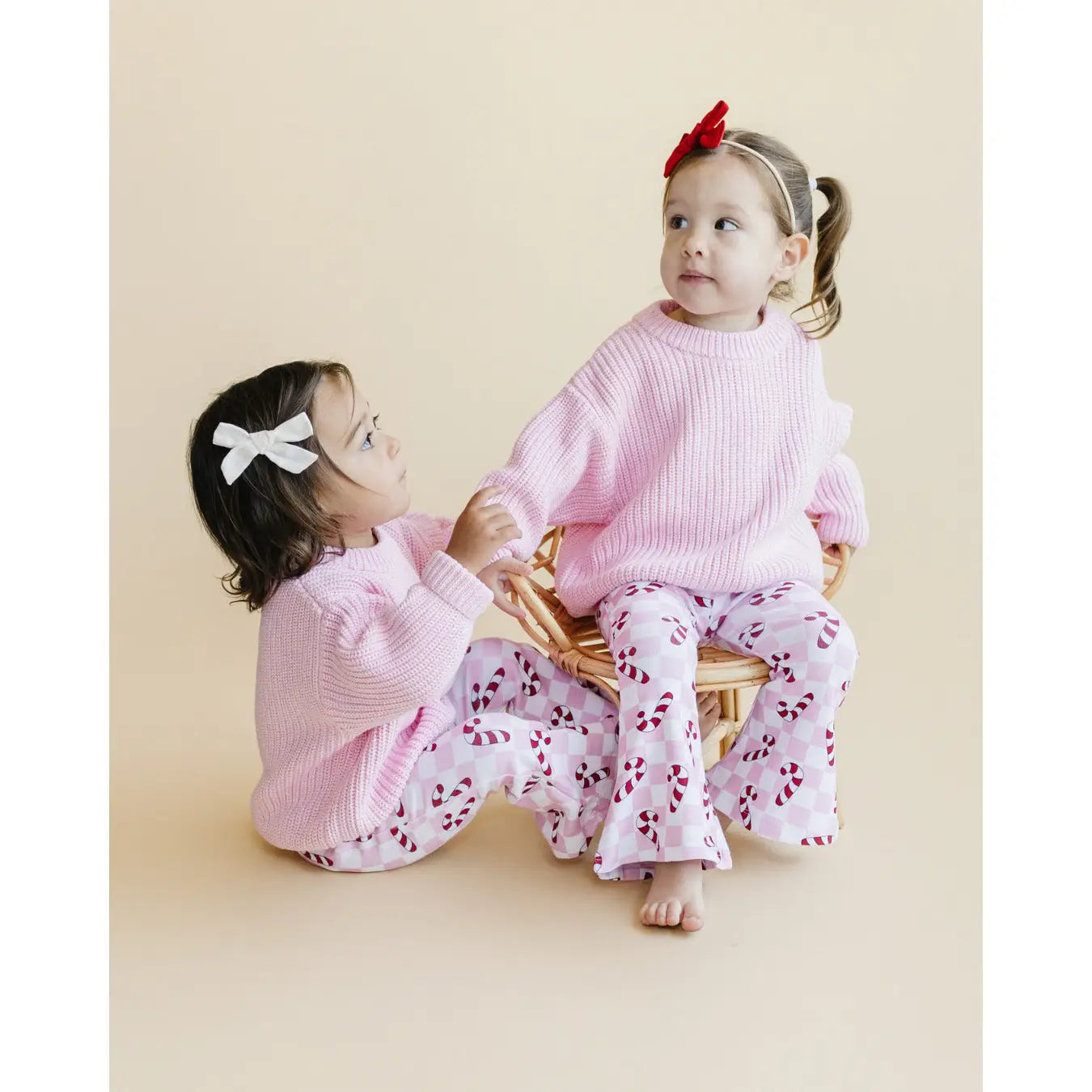 Christmas Candy Cane Kids & Baby Flare Pants | Pink