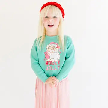 Holly Jolly Santa Christmas Kids Pullover Sweatshirt