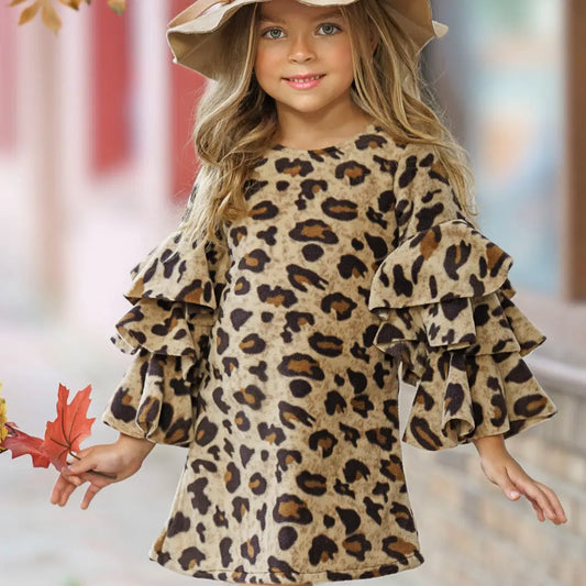 Animal Print Bell Sleeve Dress